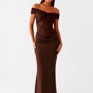 Peppermayo Chocolate Lace Overlay Dress